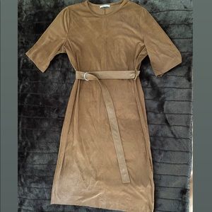 Vegan suede milk chocolate colored dress.